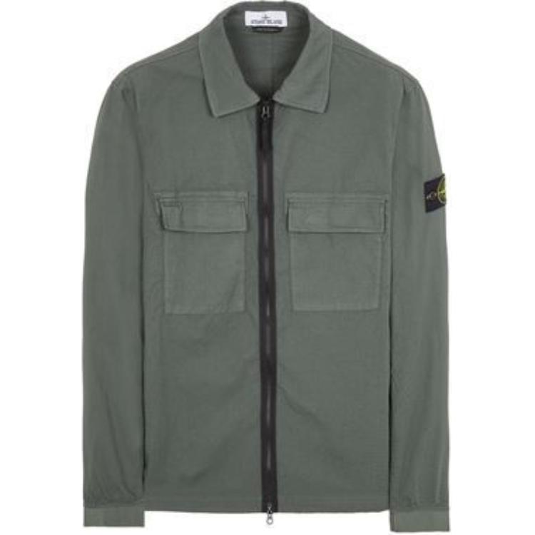 Stone Island SS24 Long-Sleeve Jacket in Musk Green - Stylish & Versatile 801512011-49252