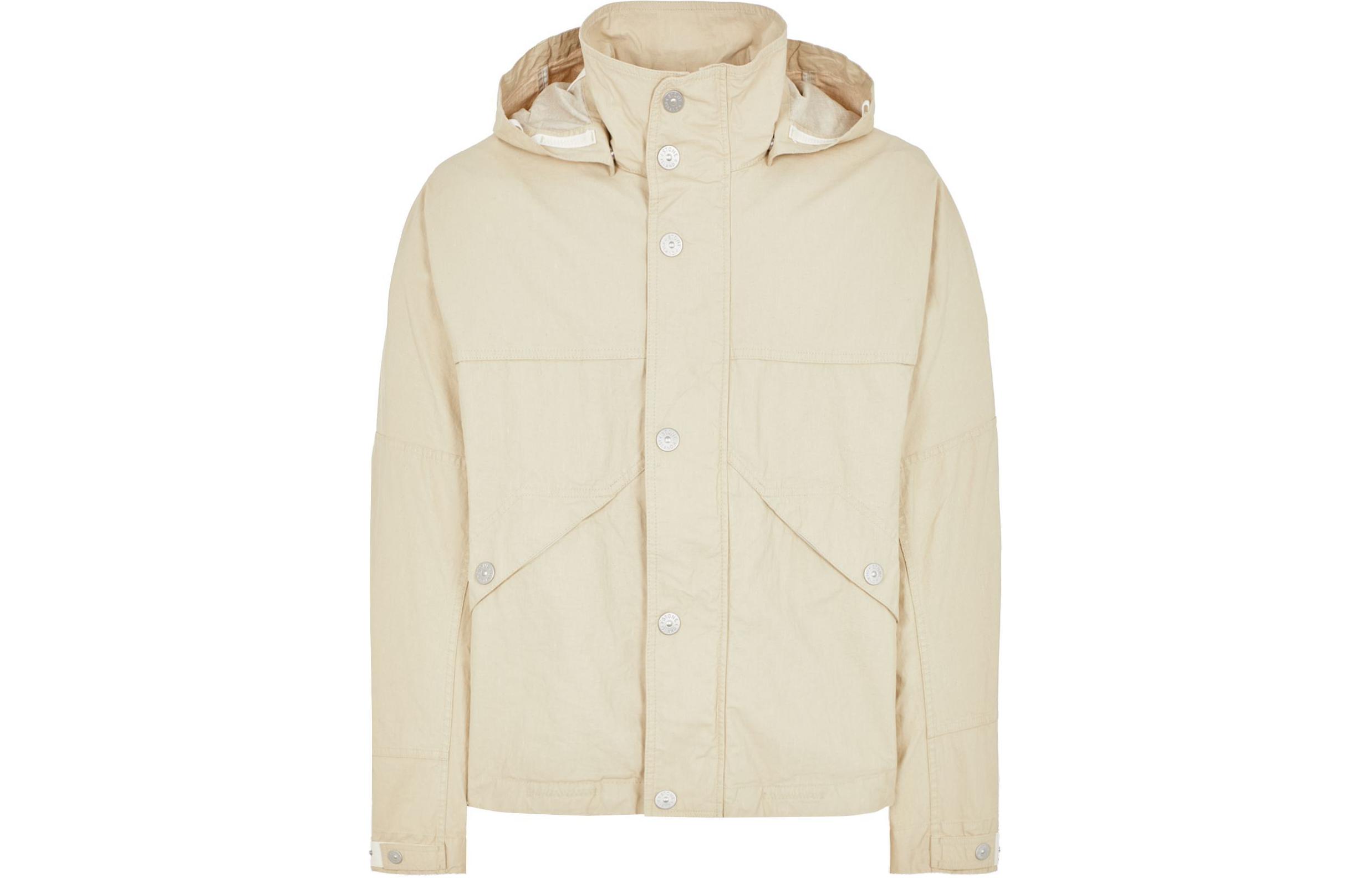 Stone Island SS24 Marina Beige Lightweight Canvas Jacket for Men 8015418X1-V2035