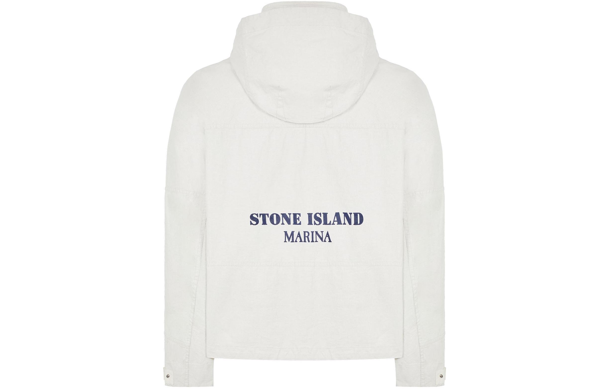 Order Stone Island SS24 Marina 輕量亞麻帆布外套 白色 男款 8015418X1-V0001