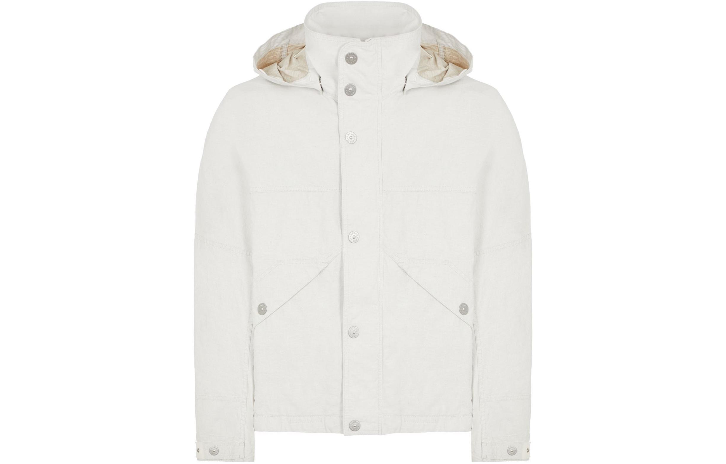 Lookbook Stone Island SS24 Marina 輕量亞麻帆布外套 白色 男款 8015418X1-V0001