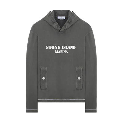 Stone Island SS24 MARINA Washed Knit Hoodie Gray 8015615X2-V2M35
