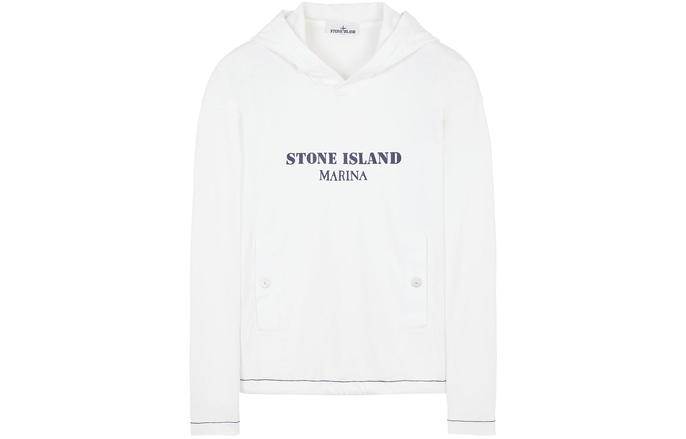 Stone Island SS24 Marina Washed Knit Hoodie White 8015615X2-V0001
