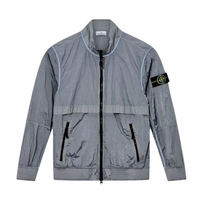 STONE ISLAND SS24 Metal Nylon Logo Zip Jacket Sky Blue Outerwear 801541920-V0041
