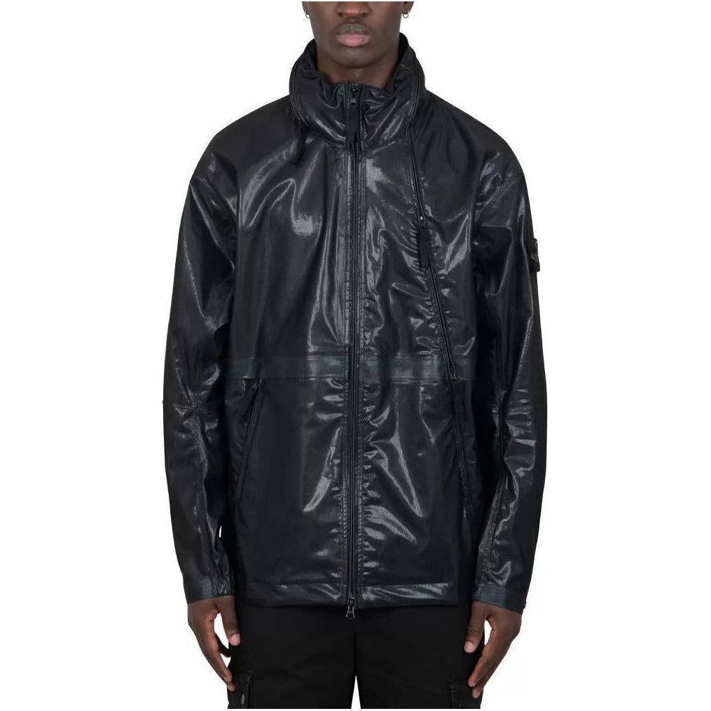 STONE ISLAND SS24 Metallic Logo Navy Waterproof Windbreaker Jacket for Men. 801543433-V0023 圖 3