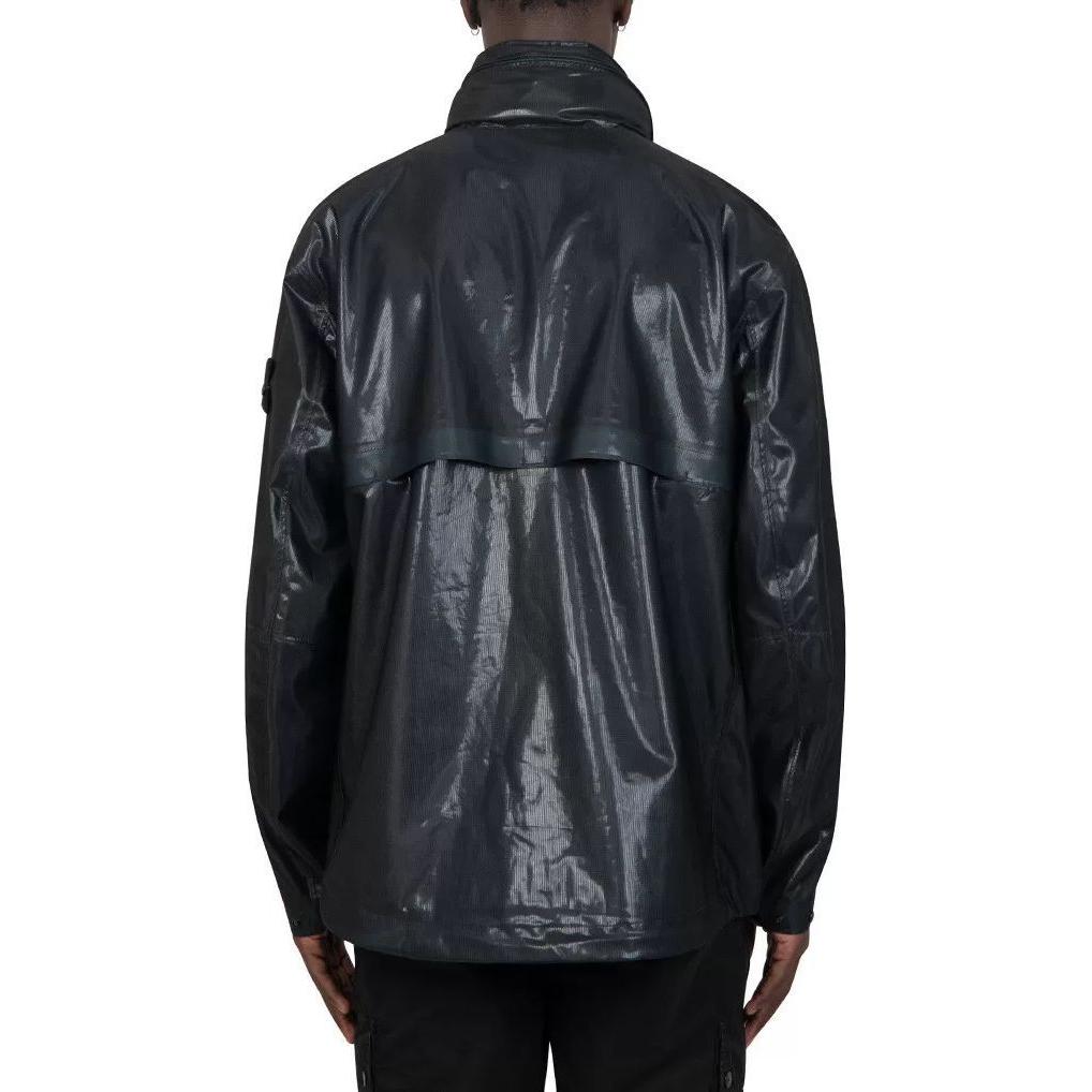 STONE ISLAND SS24 Metallic Logo Navy Waterproof Windbreaker Jacket for Men. 801543433-V0023 圖 4