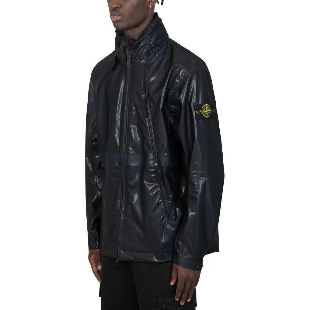 STONE ISLAND SS24 Metallic Logo Navy Waterproof Windbreaker Jacket for Men. 801543433-V0023 圖 5