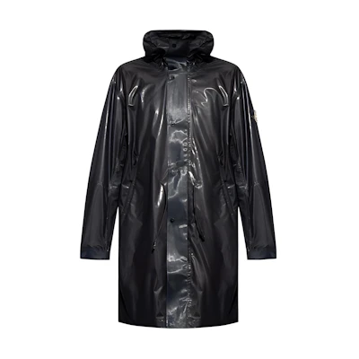 Stone Island SS24 Metallic Logo Nylon Zip Hoodie Jacket Black Mens 801570933-V0023