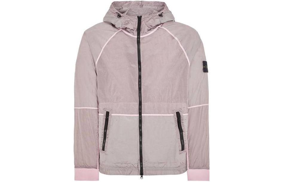 Stone Island SS24 Metallic Nylon Colorblock Hooded Jacket Pink 801542020-V0080