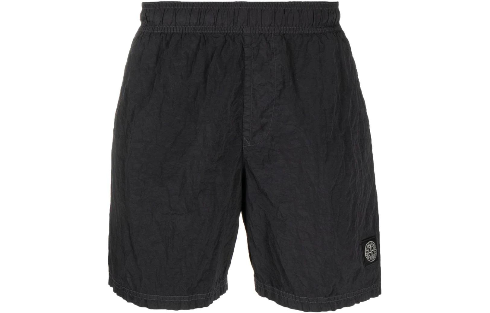 Stone Island SS24 Metallic Nylon Logo Elastic Waist Casual Shorts Black Men 8015B0943-A0029 圖 2