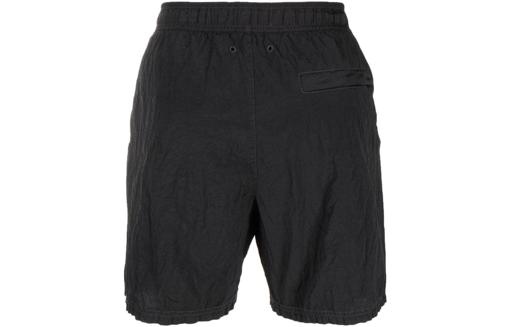 Stone Island SS24 Metallic Nylon Logo Elastic Waist Casual Shorts Black Men 8015B0943-A0029 圖 3