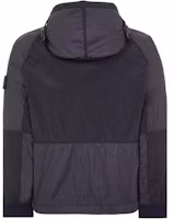 Lookbook STONE ISLAND SS24 Metallic Nylon Logo Zip-Up Hooded Jacket Navy Blue Men’s 801542020-V0020