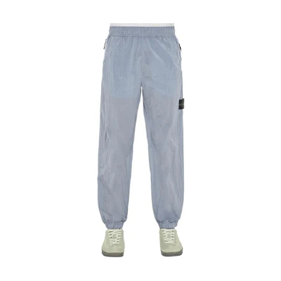 Stone Island SS24 Metallic Nylon Relaxed Joggers Frost Blue Casual Pants. 801532519-V0041