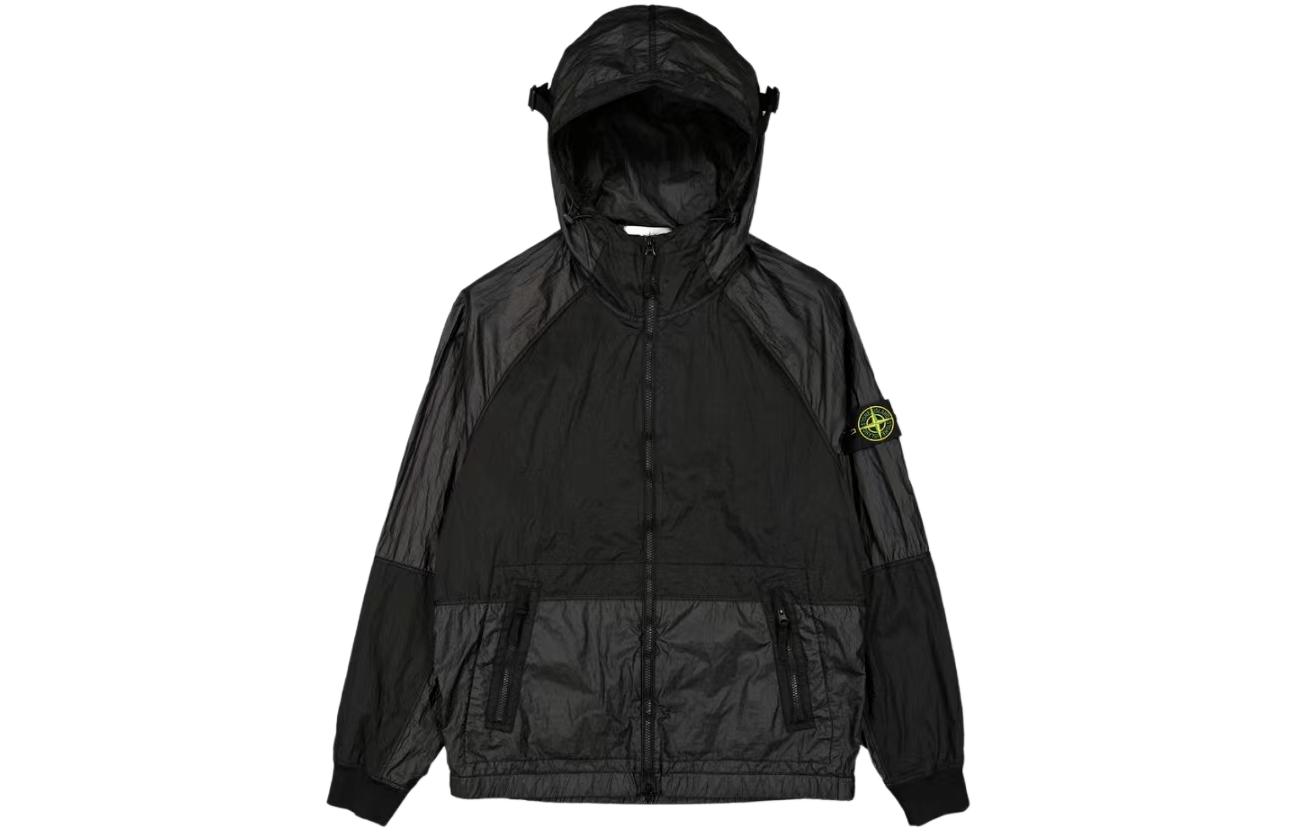 Order STONE ISLAND SS24 Sudadera con Capucha Nylon Metálico Logo Cremallera Negra Hombre 801542020-V0029