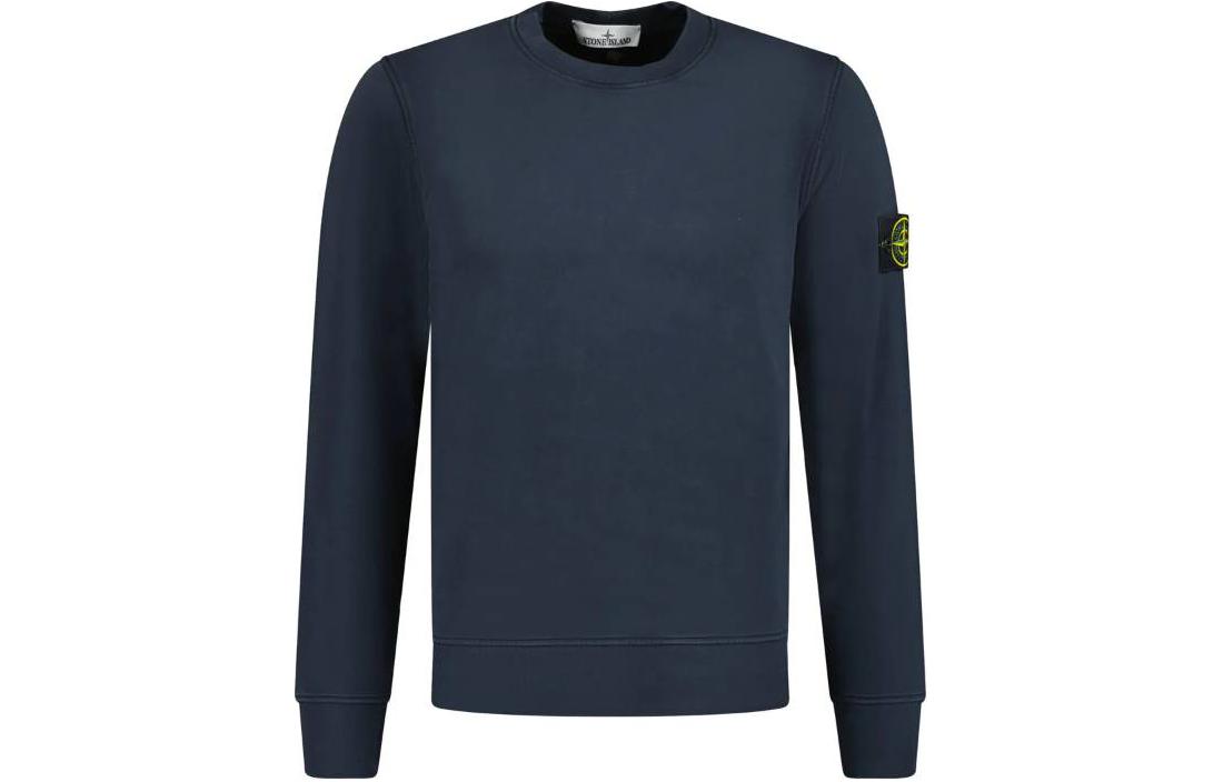 Stone Island SS24 Navy Blue Crewneck Logo Sweatshirt Men 801563051-V0020