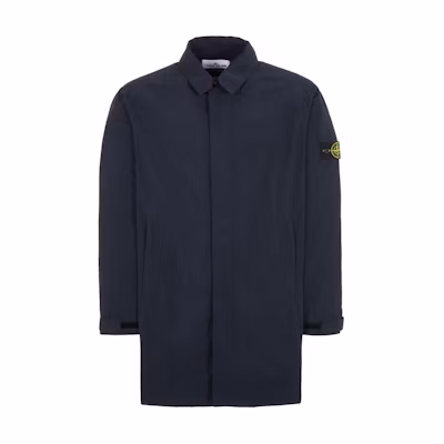 Stone Island SS24 Navy Blue Long Zip Jacket with Logo Badge for Men 801570526-V0020