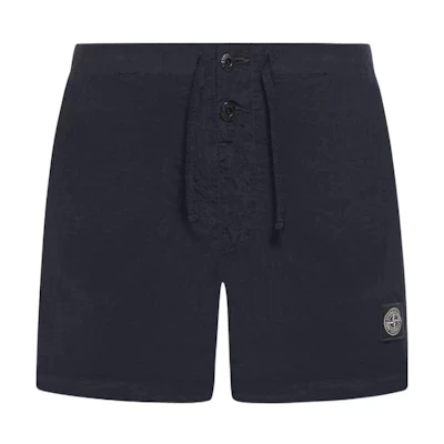 Stone Island SS24 Navy Blue White Label Swim Shorts for Men - Casual & Comfortable. 8015B0643-A0020