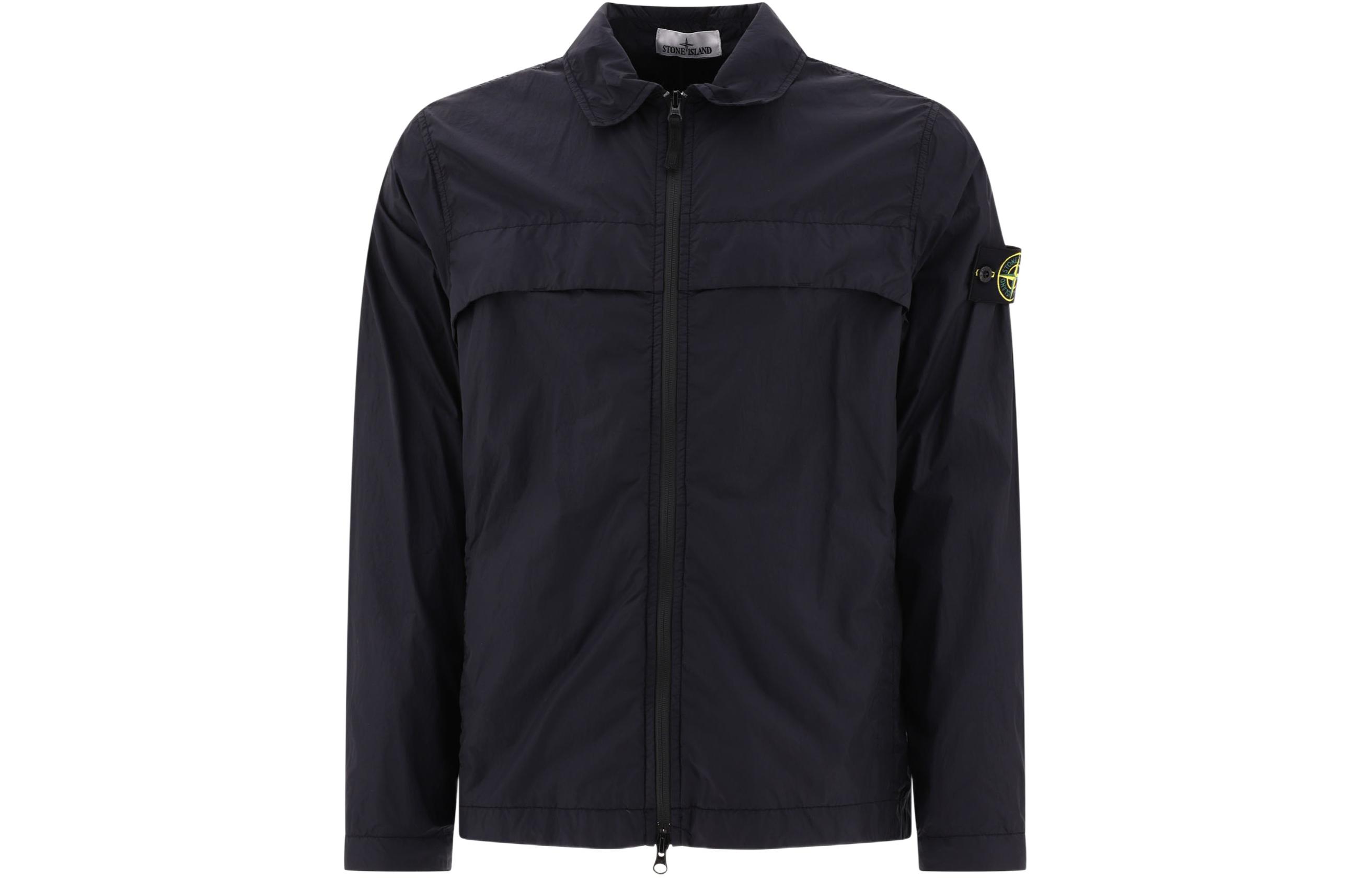 Stone Island SS24 Navy Blue Zip-Up Jacket with Logo and Side Pockets for Men 801510522-V0020