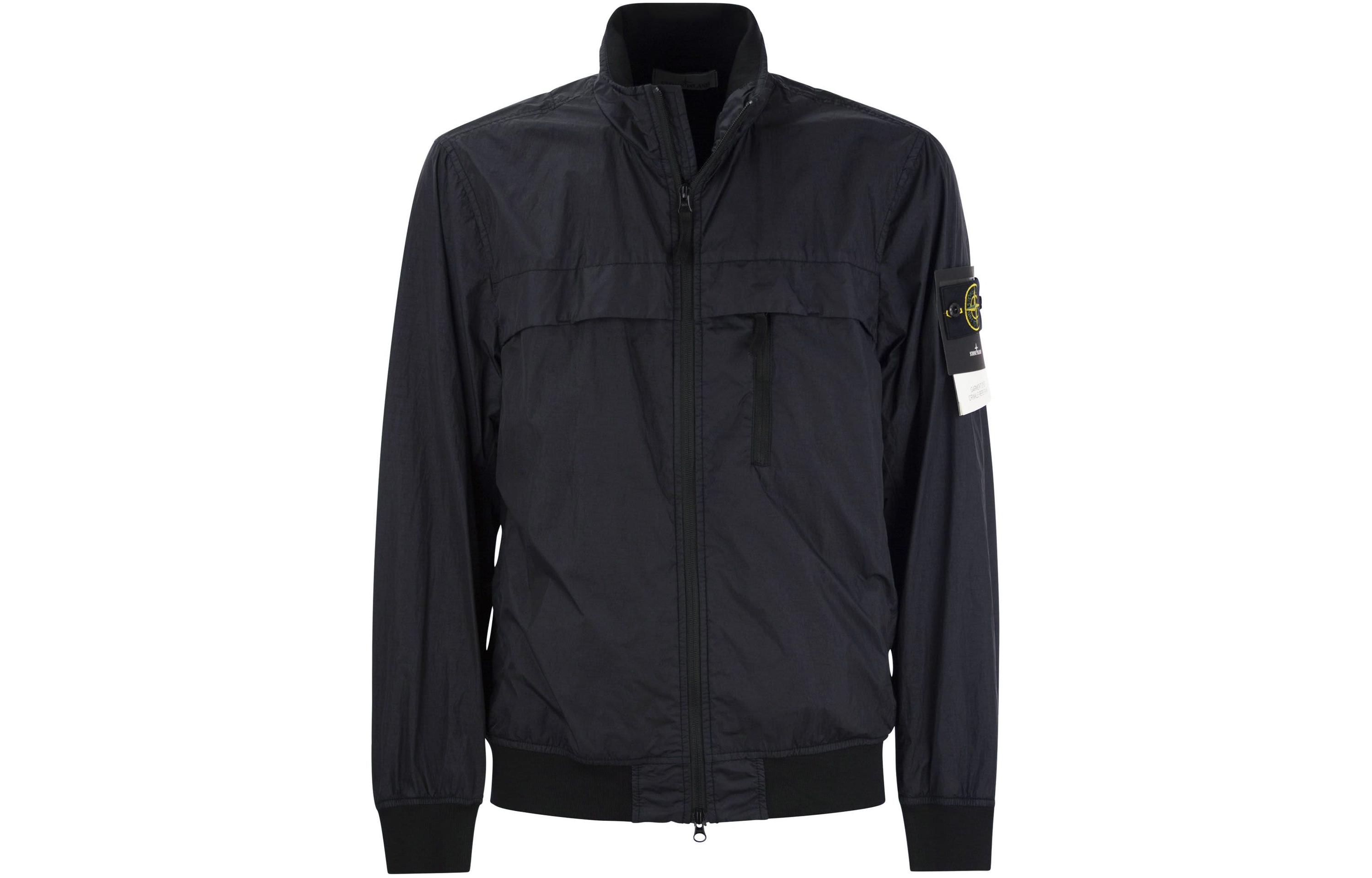 Stone Island SS24 Navy Nylon Jacket with Logo Patch and Chest Pocket for Men 801541022-V0020