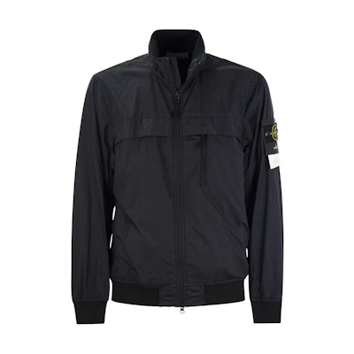Stone Island SS24 Navy Nylon Jacket with Logo Patch and Chest Pocket for Men 801541022-V0020