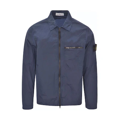 Stone Island SS24 Nylon Metal Lightweight Logo Jacket Gray Blue - Long Sleeve 801511219-V0024
