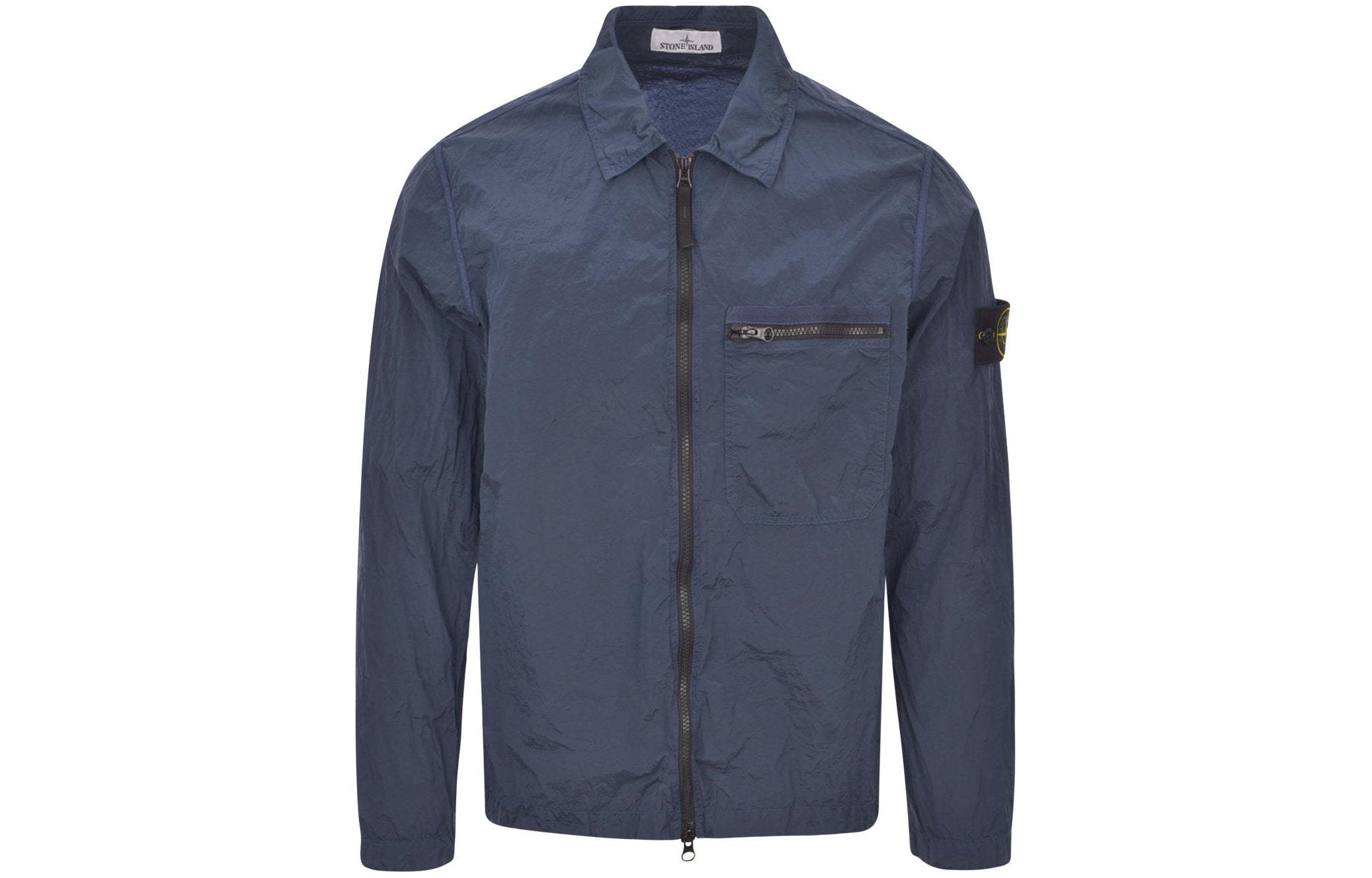 Order Chaqueta Ligera Stone Island SS24 Nylon Metal Logo Gris Azul - Manga Larga 801511219-V0024