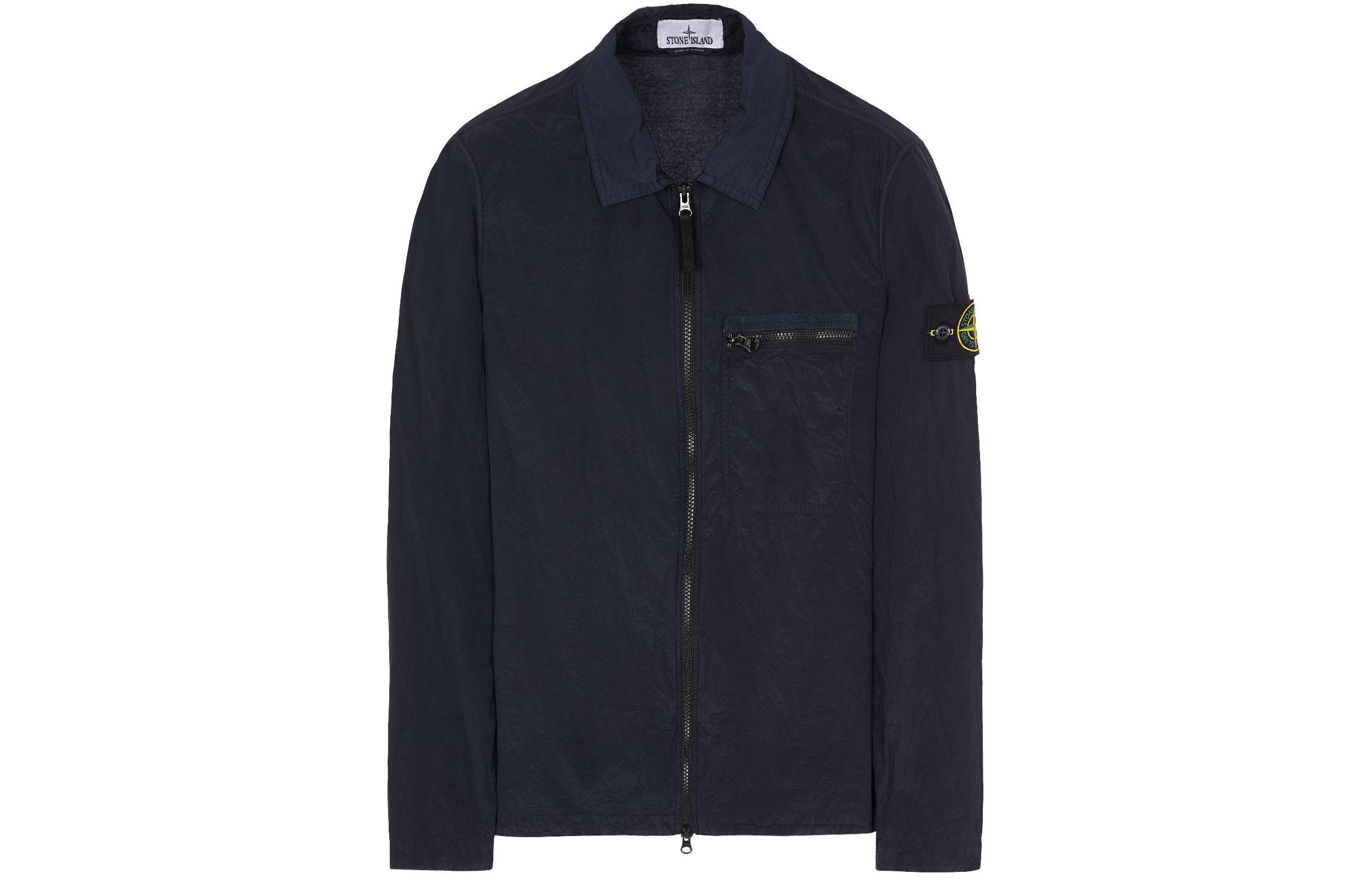 STONE ISLAND SS24 Nylon Metal Logo Long Sleeve Jacket Blue Men’s Outerwear. 801511219-V0020