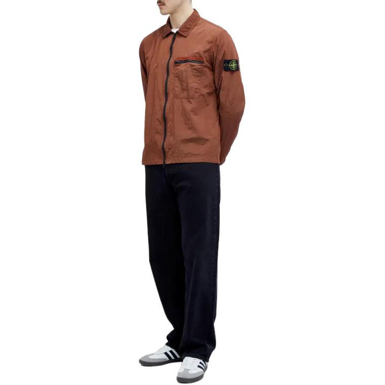 Stone Island SS24 Nylon Metal Logo Long Sleeve Jacket - Red Brown (Men) 801511219-V0013 圖 3