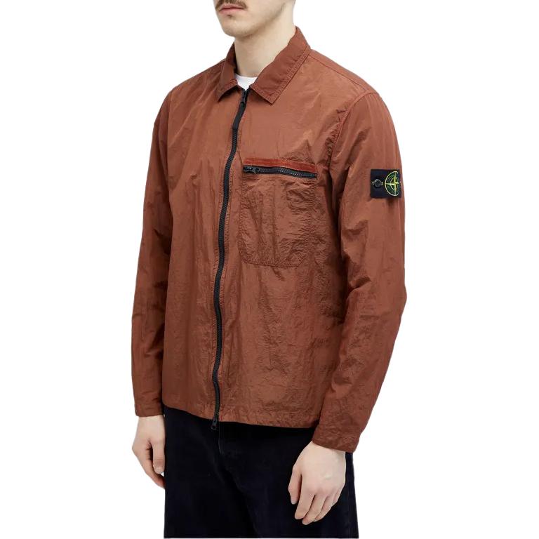 Stone Island SS24 Nylon Metal Logo Long Sleeve Jacket - Red Brown (Men) 801511219-V0013 圖 4