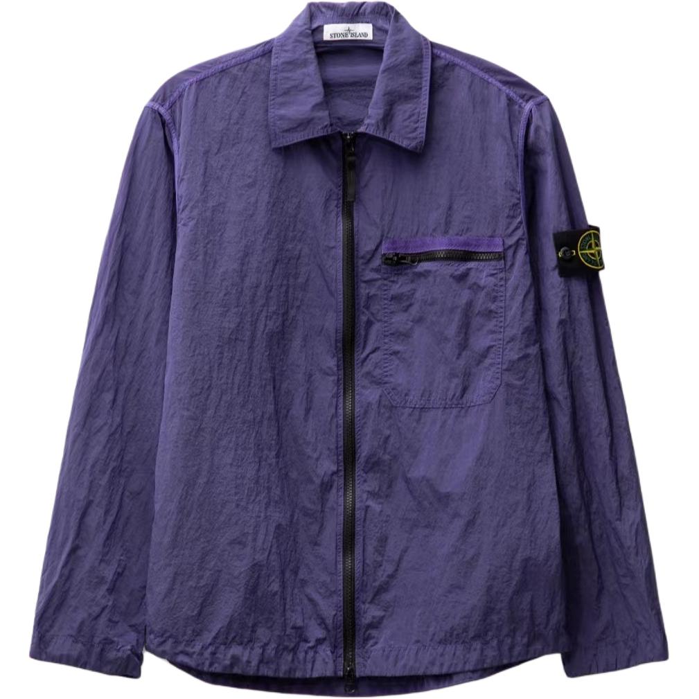 Stone Island SS24 Nylon Metal Purple Logo Pocket Long-Sleeve Jacket Men 801511219-V0047