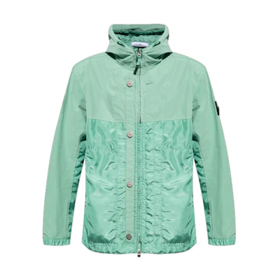 Stone Island SS24 Patchwork Zip Hoodie Jacket Green - 801542732-V0052