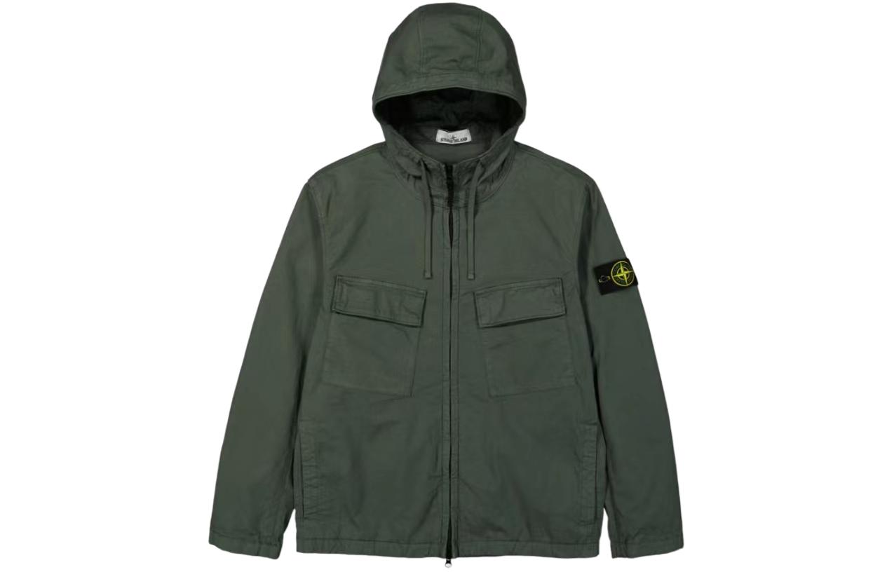 Stone Island SS24 Pima Cotton Casual Green Zip Hoodie Jacket for Men 801542610-V0059