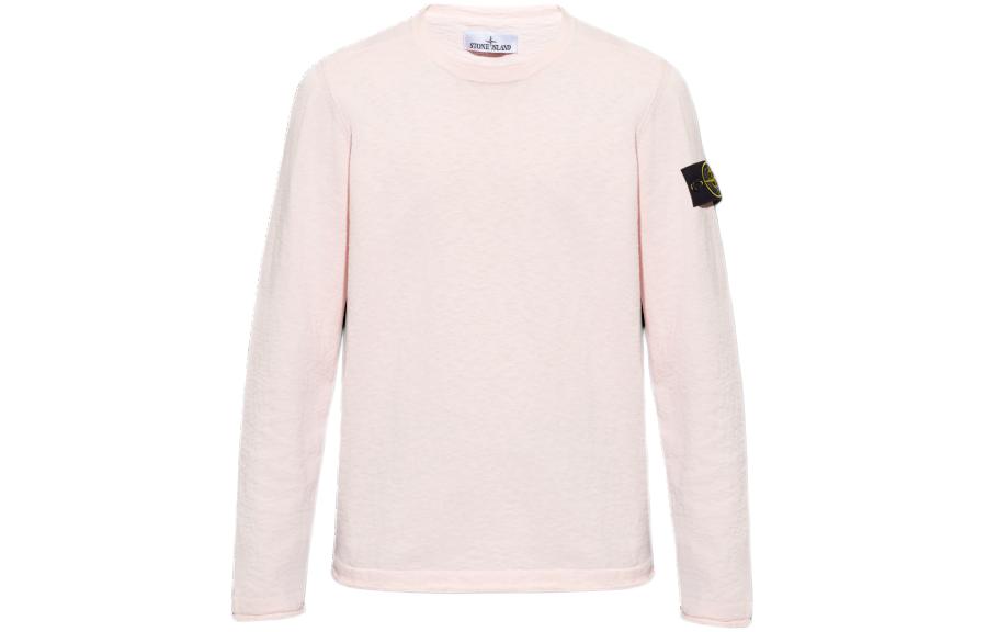 Stone Island SS24 Pink Logo Crewneck Sweatshirt for Men 8015502B0-V0080