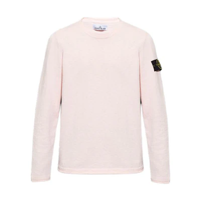 Stone Island SS24 Pink Logo Crewneck Sweatshirt for Men 8015502B0-V0080