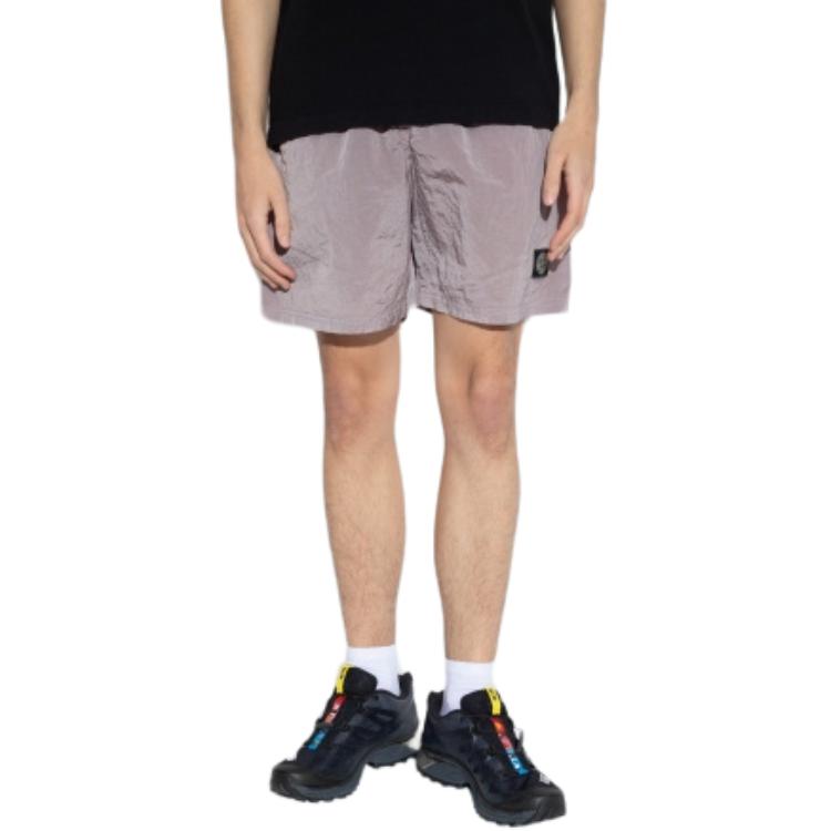 Shop Stone Island SS24 粉色尼龍彈性腰直筒休閒短褲 男款 8015B0943-V0080