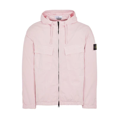 Stone Island SS24 Pink Pima Cotton Zip-Up Hoodie Jacket with Dual Pockets 801542610-V0080