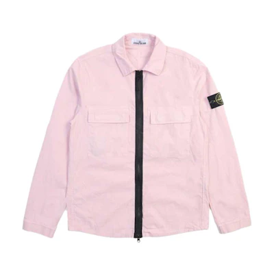 Stone Island SS24 Pink Slim-Fit Long-Sleeve Zip Jacket with Logo Print for Men 801512011-V0080