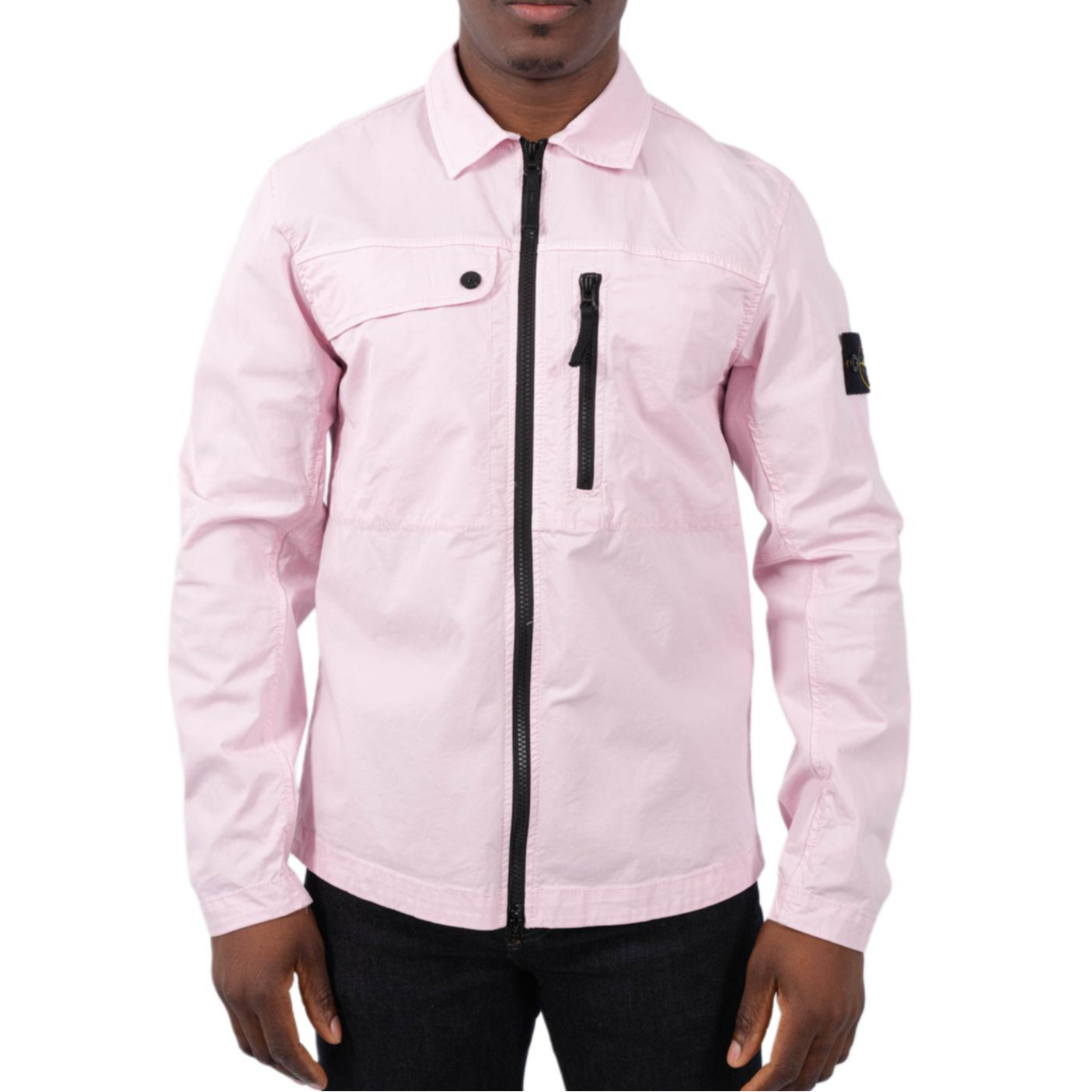 Stone Island SS24 Pink Zip Pocket Logo Jacket for Men 801510210-v0080