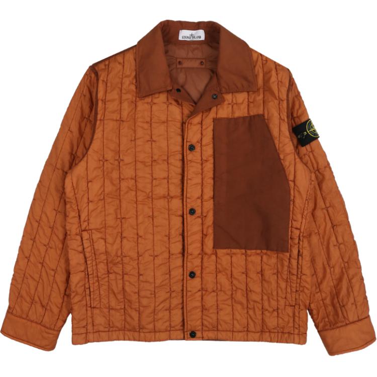 Stone Island SS24 Quilted Waterproof Logo Jacket Tan for Men 801540831-V0013
