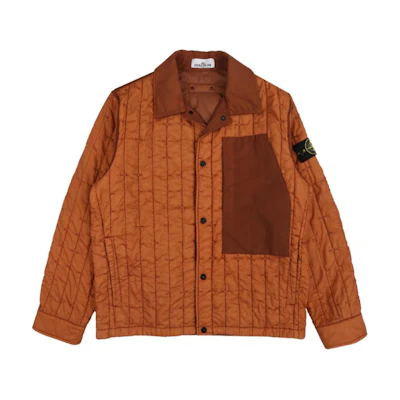 Stone Island SS24 Quilted Waterproof Logo Jacket Tan for Men 801540831-V0013