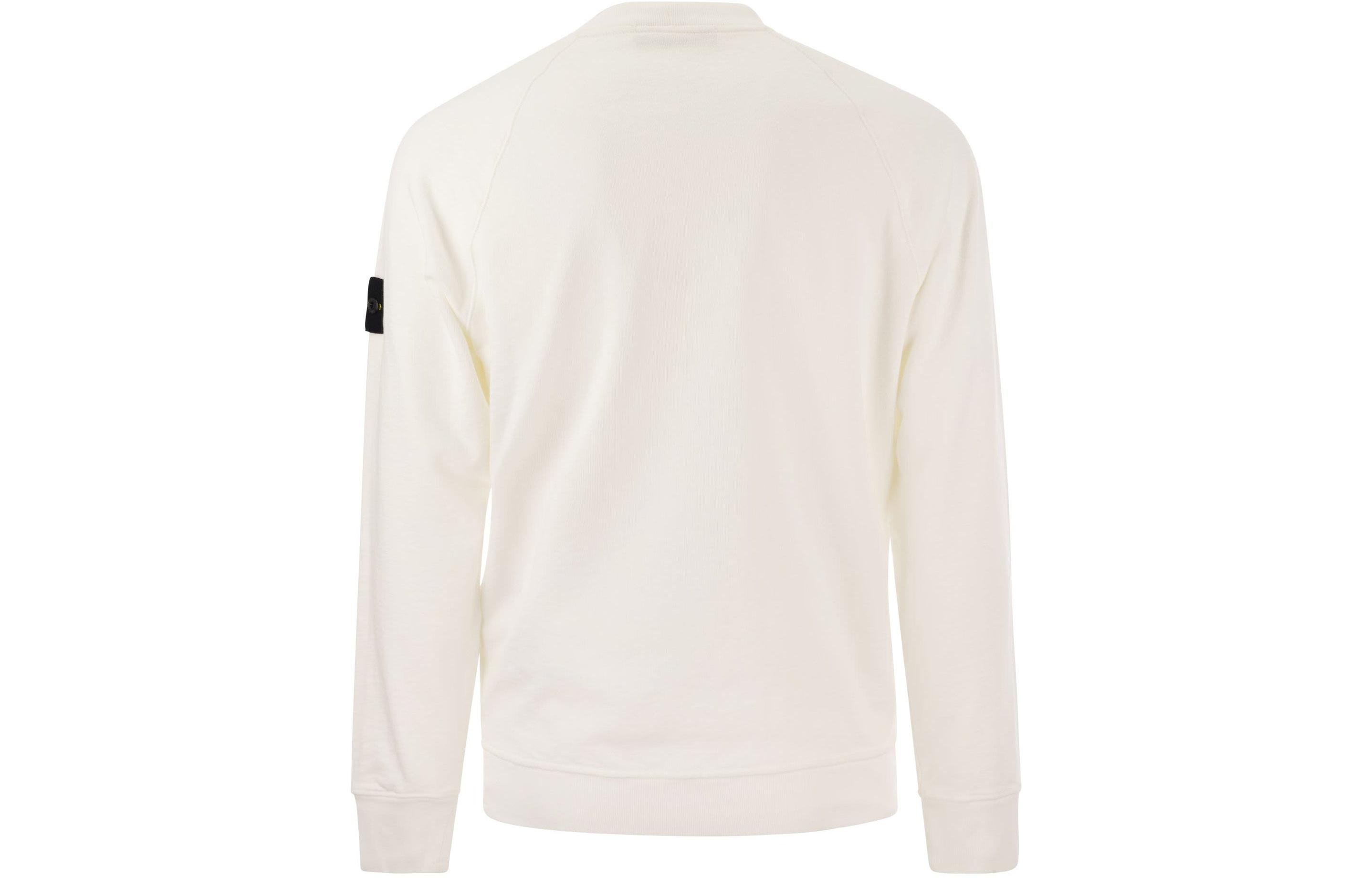 Stone Island SS24 Retro Washed Logo Crewneck Pullover Sweatshirt White Mens. 801566060-V0001 圖 3