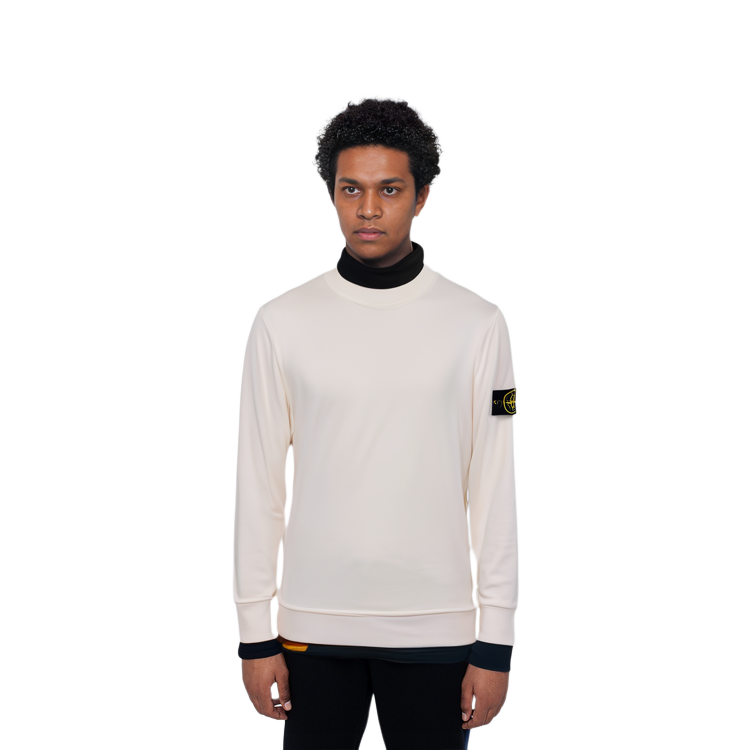 Stone Island SS24 Retro Washed Logo Crewneck Pullover Sweatshirt White Mens. 801566060-V0001 圖 5
