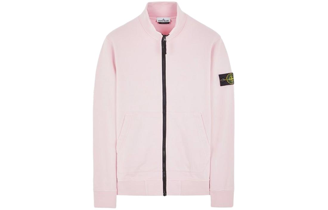 Stone Island SS24 Ribbed Trim Zip-Up Sweatshirt Unisex Pink 801564351-V0080