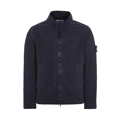 Stone Island SS24 Sleeve Badge Logo Zip-Up Jacket Navy Blue - Long Sleeve 801542130-V0020