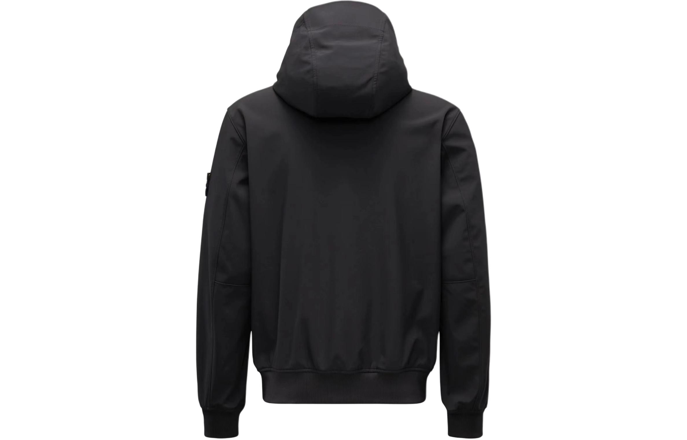 Stone Island SS24 Soft Shell Black Hooded Waterproof Windbreaker Jacket Men 801540227-V0029 圖 3