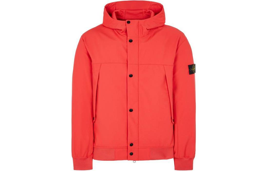 Stone Island SS24 Soft Shell Windproof Waterproof Hooded Jacket Red Men’s 801540227-V0010
