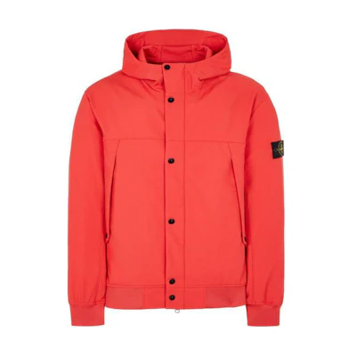 Stone Island SS24 Soft Shell Windproof Waterproof Hooded Jacket Red Men’s 801540227-V0010