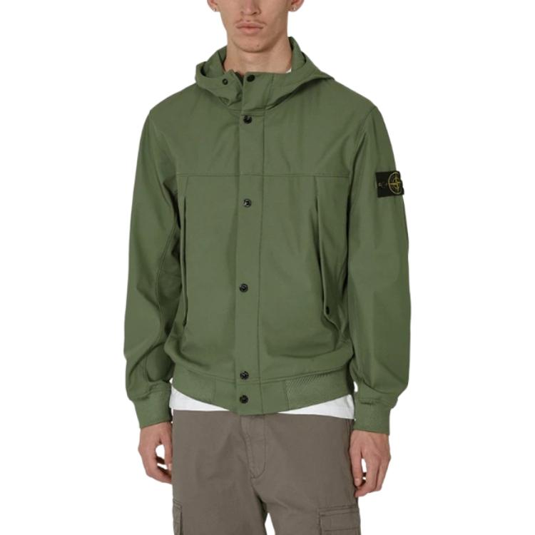 Shop 스톤아일랜드 SS24 소프트쉘 방수 윈드프루프 후드자켓 올리브 그린 남성용 801540227-V0059