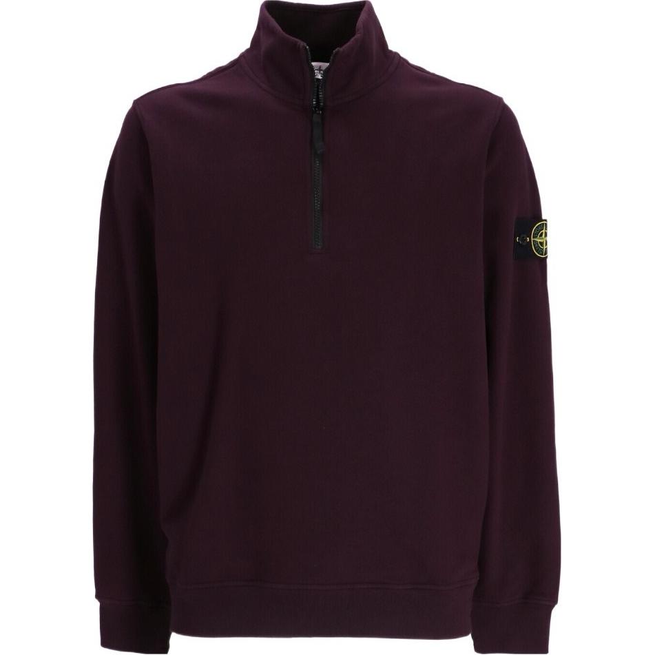 Stone Island SS24 Solid Color Half-Zip Long Sleeve Sweatshirt Purple Red Men 791562720-V0011