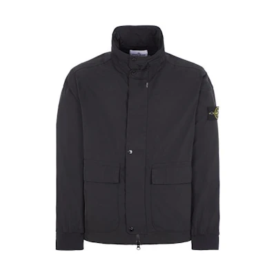 Stone Island SS24 Solid Color Logo Pocket Stand Collar Zip Jacket Black Men 801541626-V0029