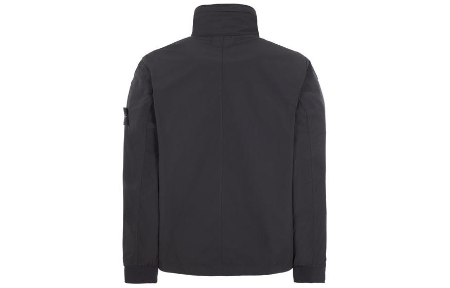 Lookbook ストーンアイランド SS24 無地 ロゴ ポケット スタンドカラー ジップジャケット ブラック メンズ 801541626-V0029